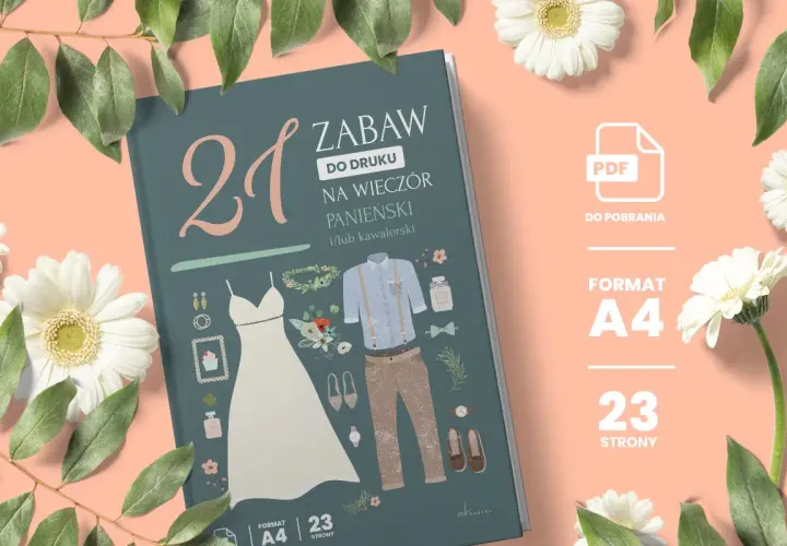 Zabawy do druku na wieczór panieński i kawalerski. Idealne piosenki i gry na niezapomniane chwile. Format A4, 23 strony.